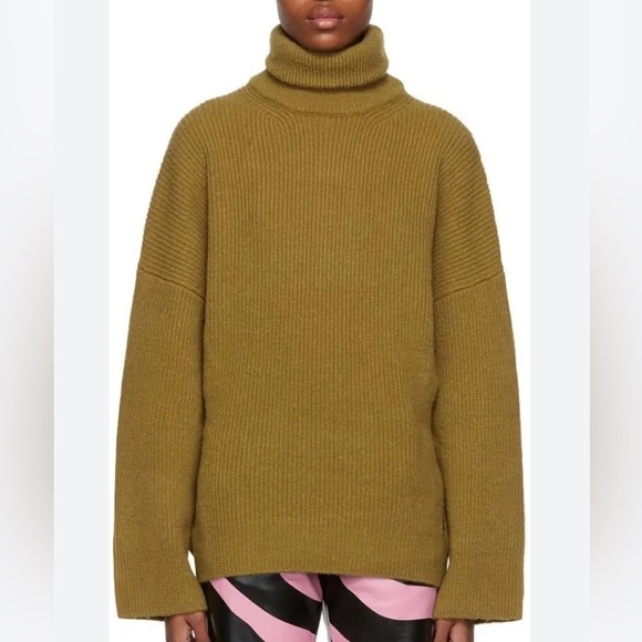 NWT ATTICO Khaki Grace Turtleneck Military Green Size L - Picture 3 of 8